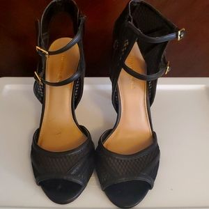 Saks 5th fishnet shoe with double straps